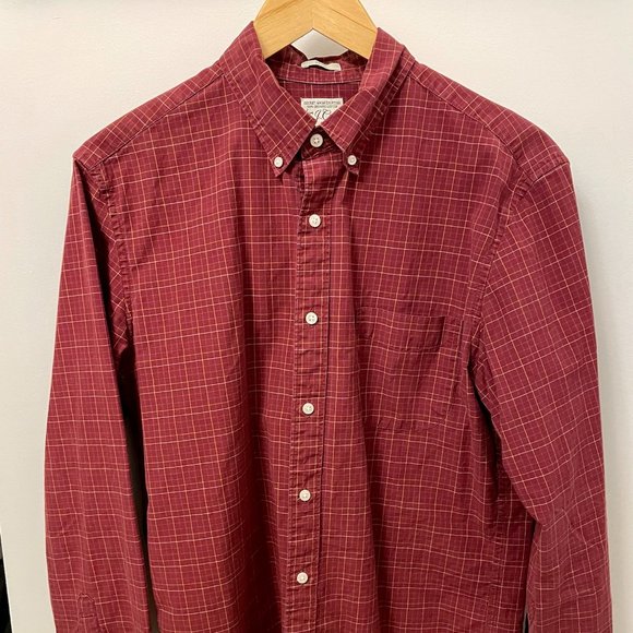 J. Crew Other - J. Crew Men's Slim Stretch Secret Wash Organic Cotton Poplin Shirt - M - Maroon